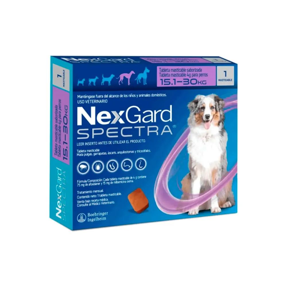 1 Tableta Para Pulgas y Garrapatas Nexgard Spectra (15.1-30KG)