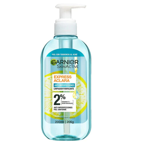 Gel Limpiador Garnier Express Aclara Anti Acné 200 ml.