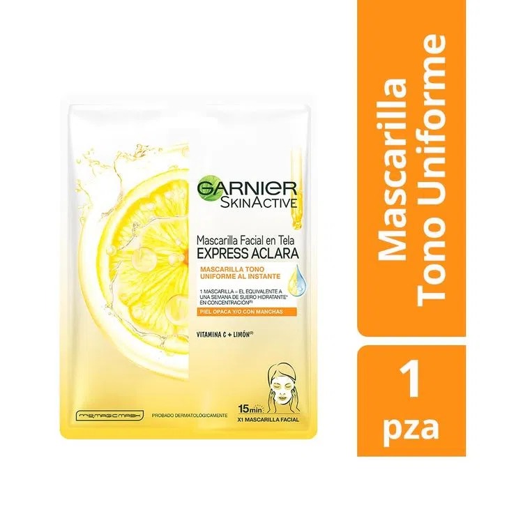 Mascarilla Garnier en Tela Express Aclara Vit C