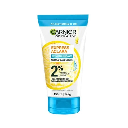 Gel Microexfoliante Garnier Express Aclara Anti Acné 150 ml.