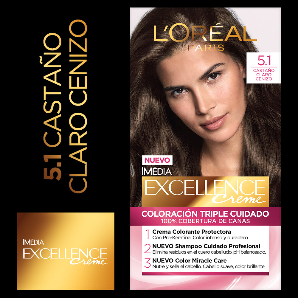 Tinte L´Oreal Excellence Castaño Claro Cenizo 5.1