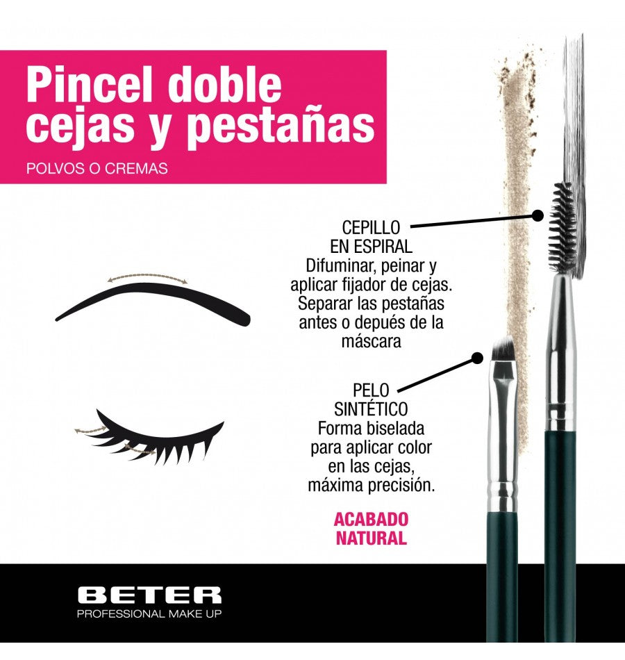 Pincel Doble Beter Cejas Y Pestañas, Pelo Sintético 15,5 Cm