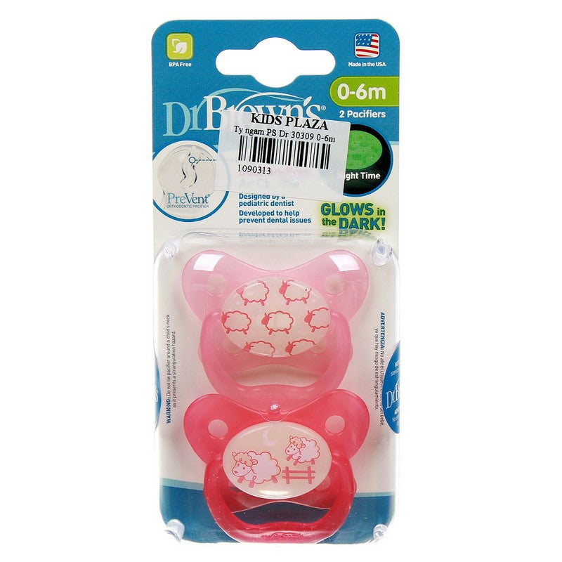 Chupete Fluorescente Dr. Brown's - Butterfly Shield Etapa 2 (6-12 meses) Rosa