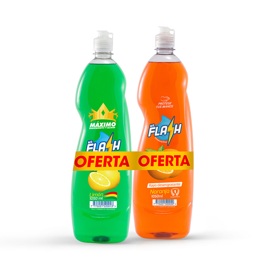 Pack Vajillero Mr. Flash - Limón y Naranja 1000ML