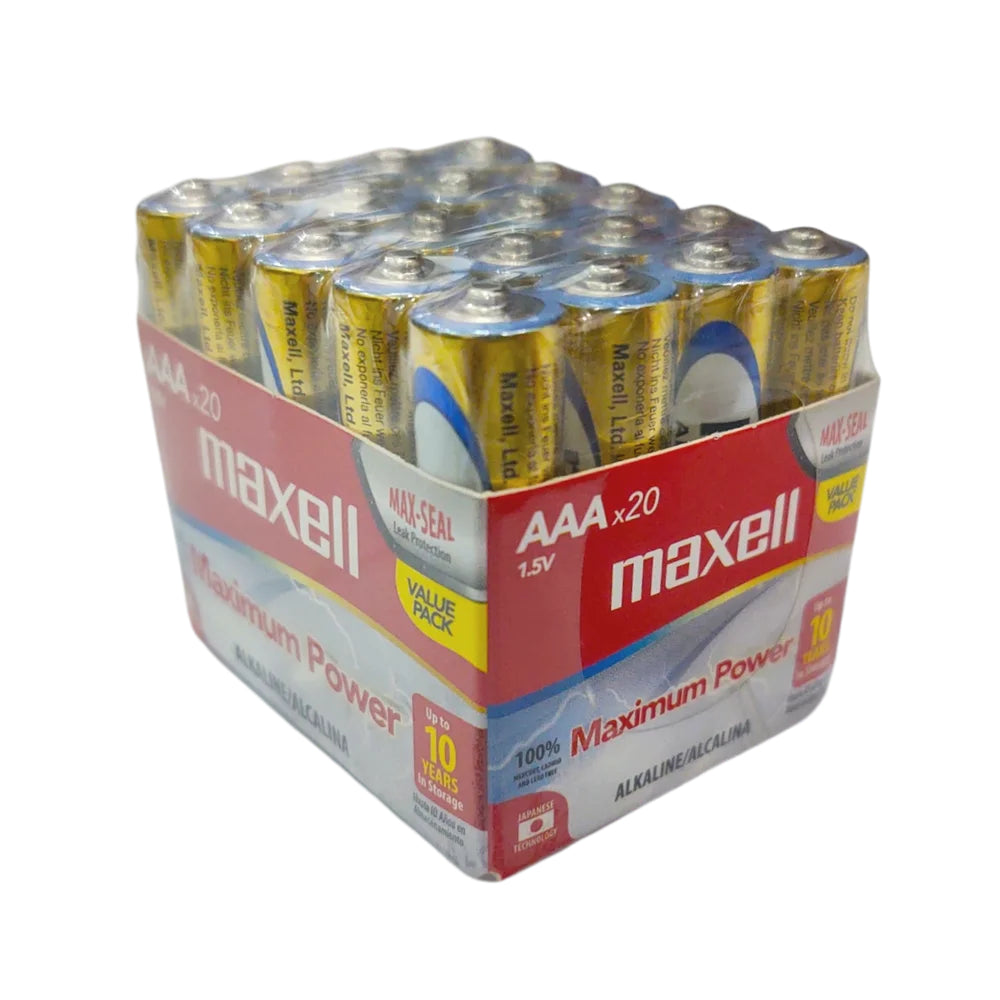 Bateria Pila Alcalina Maxell Caja de 20 Pilas AAA Codigo 723849