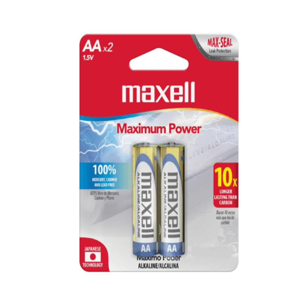 Bateria Pila Alcalina Maxell Pack de 2 Pilas AA Codigo 723407