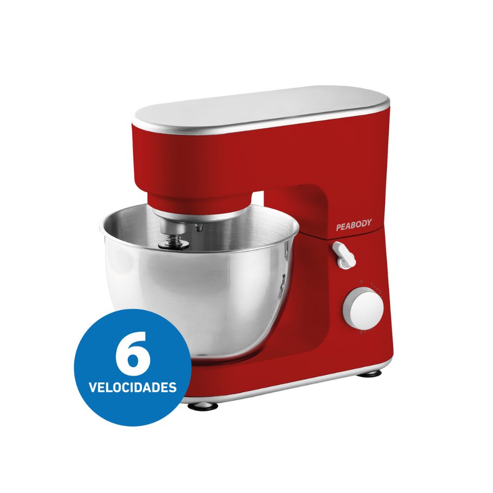 Batidora Planetaria Peabody de 1000W con Bowl de 4 Litros Plástico Rojo