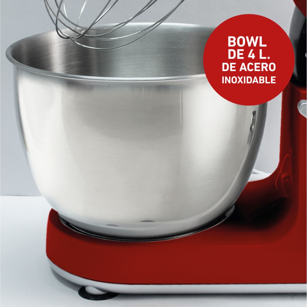 Batidora Planetaria Peabody de 1000W con Bowl de 4 Litros Plástico Rojo