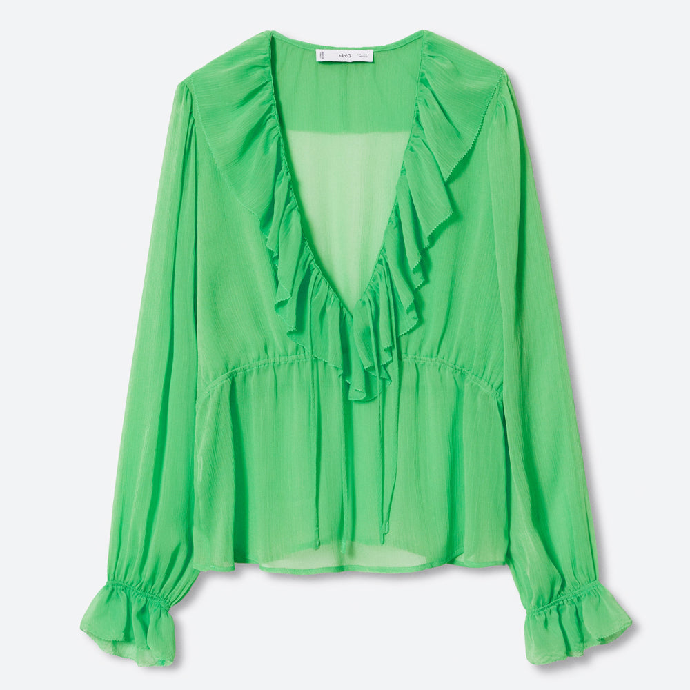 Blusa para Dama Mango Color Verde Pastel 37083269