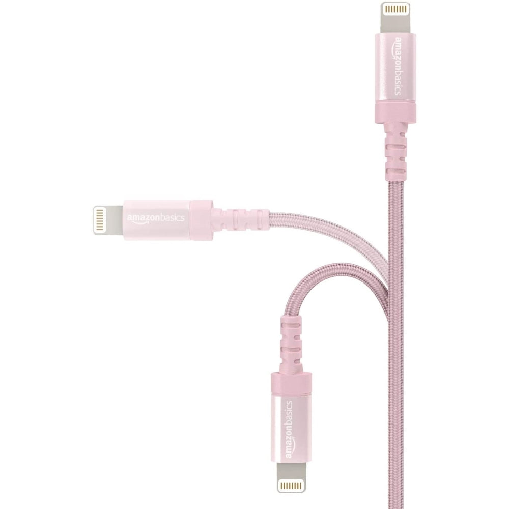 Cable Amazon Basic Iphone Ipad USB-A a Lightning Certificado MFi de 0.9m color Rosado Codigo L6LMF077-CS-R