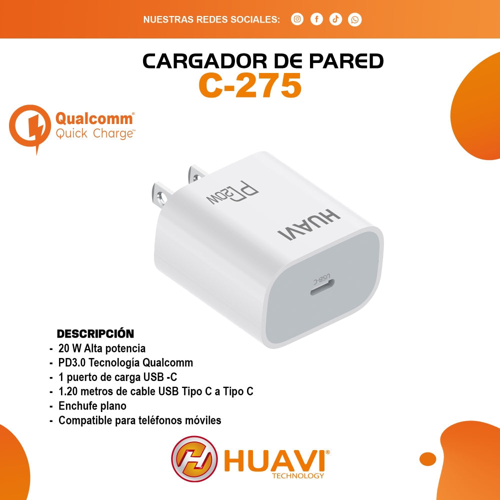 Cargador HUAVI C275 Tipo C