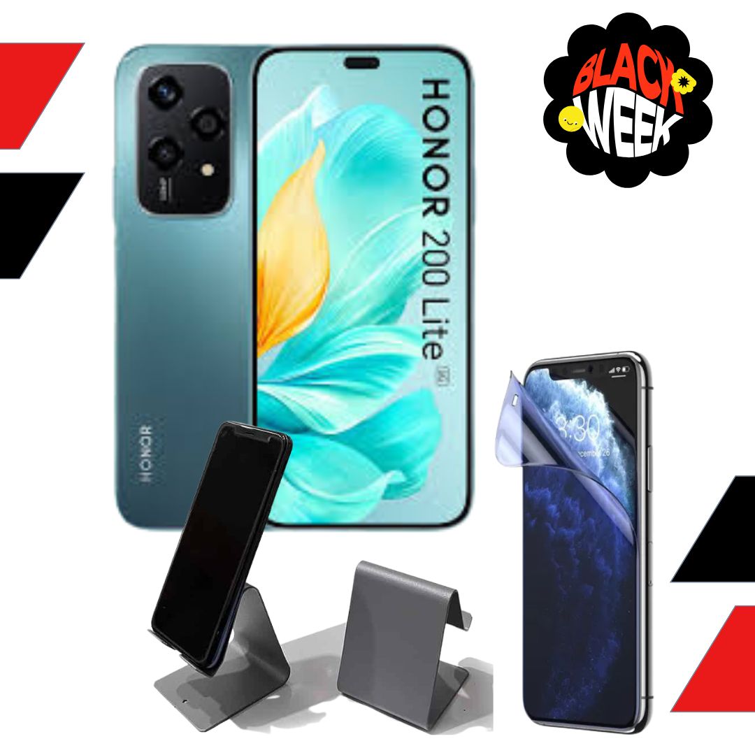 COMBO BLACK DAY Celular Honor 200 Lite 8GB 256GB 4500 mAh + Backpack o termo + STAND + Hidrogel