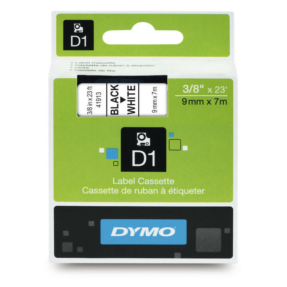 Cinta Dymo D1 Labelmanager Standard Negro sobre Blanco 9mm x 7m Codigo 41913