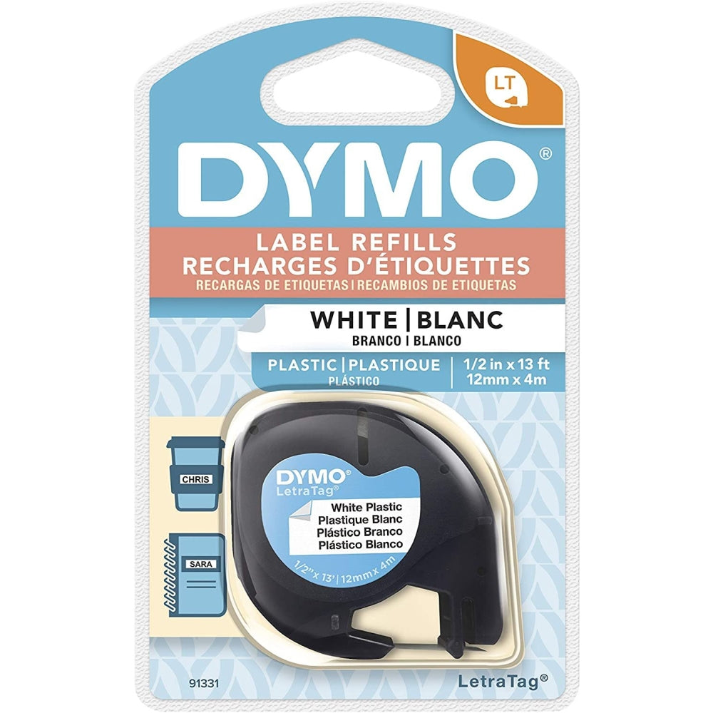 Cinta Dymo Letratag Plastico Blanco 12mm x 4m Codigo 91331