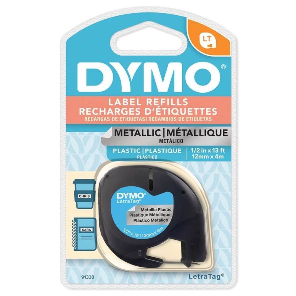 Cinta Dymo Letratag Plastico Gris 12mm x 4m Codigo 91338