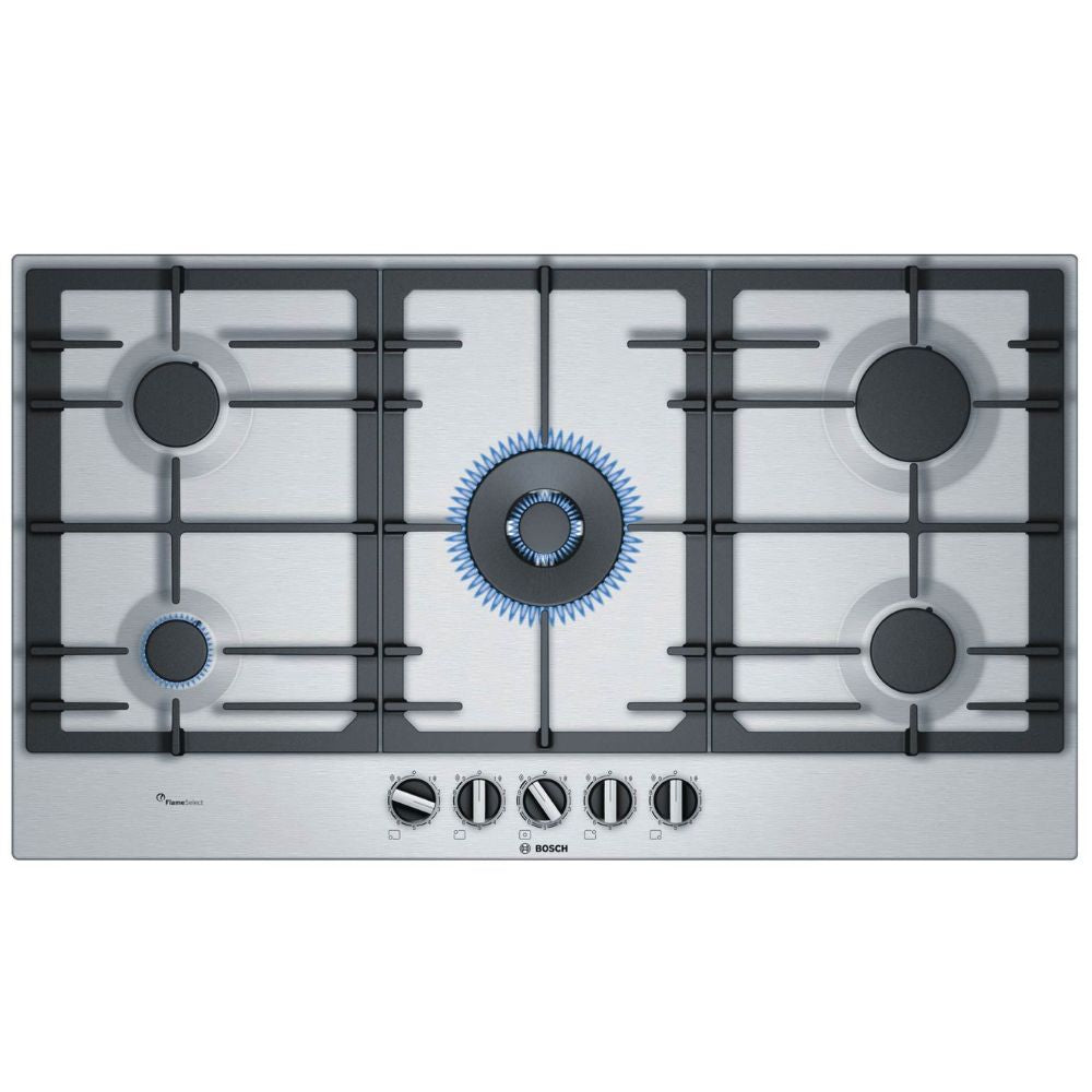 Cocina Bosch Inox a Gas 5 Q 90 Cm Flame Select