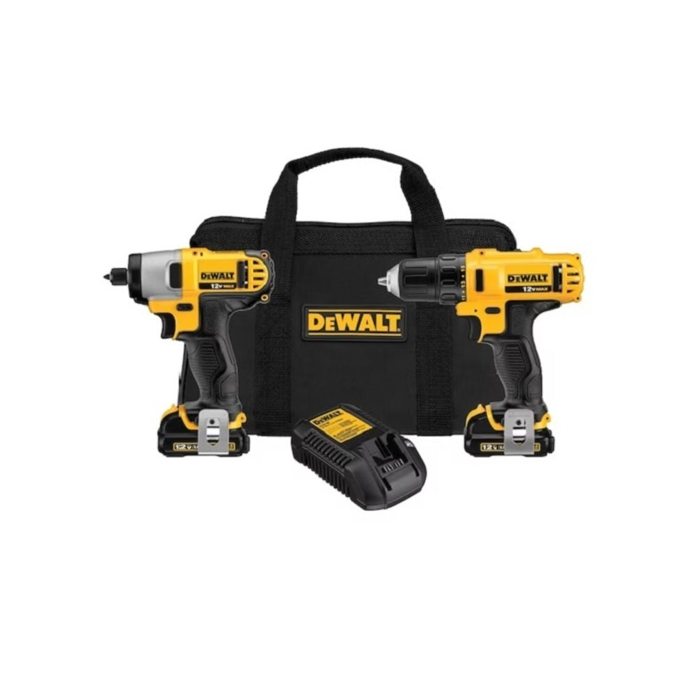 Combo Dewalt Taladro Destornillador 3/8 12V Ion-Lit+Destorillador de Impacto 1/4 2 Baterias