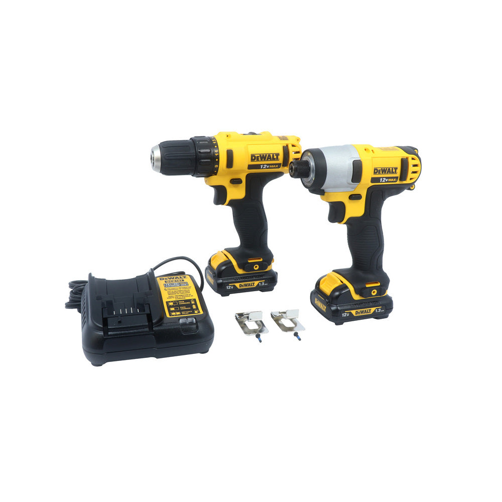 Combo Dewalt Taladro Destornillador 3/8 12V Ion-Lit+Destorillador de Impacto 1/4 2 Baterias