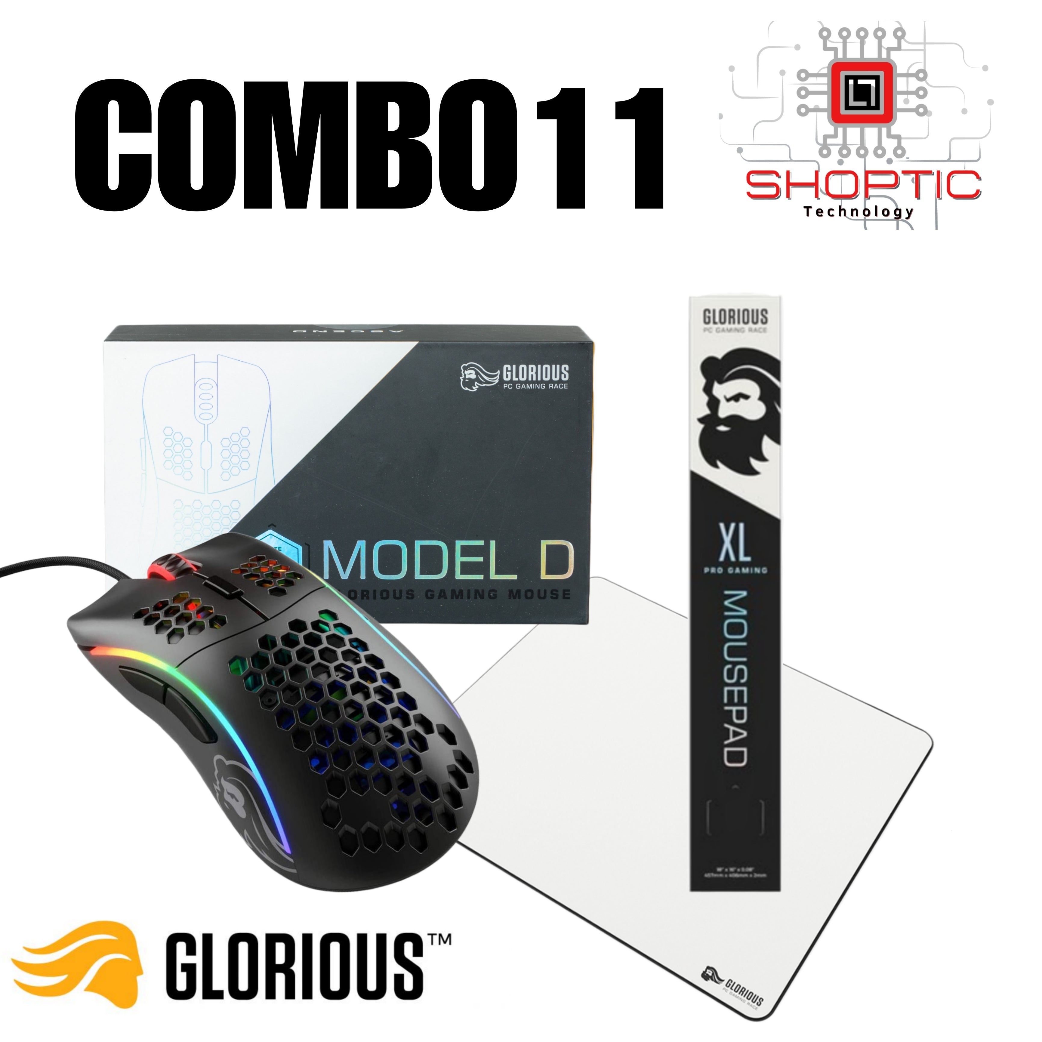 Combo Gaming 11 Glorious Model D Regular Matte Black + Glorious Heavy XL 18x16" GW-HXL White