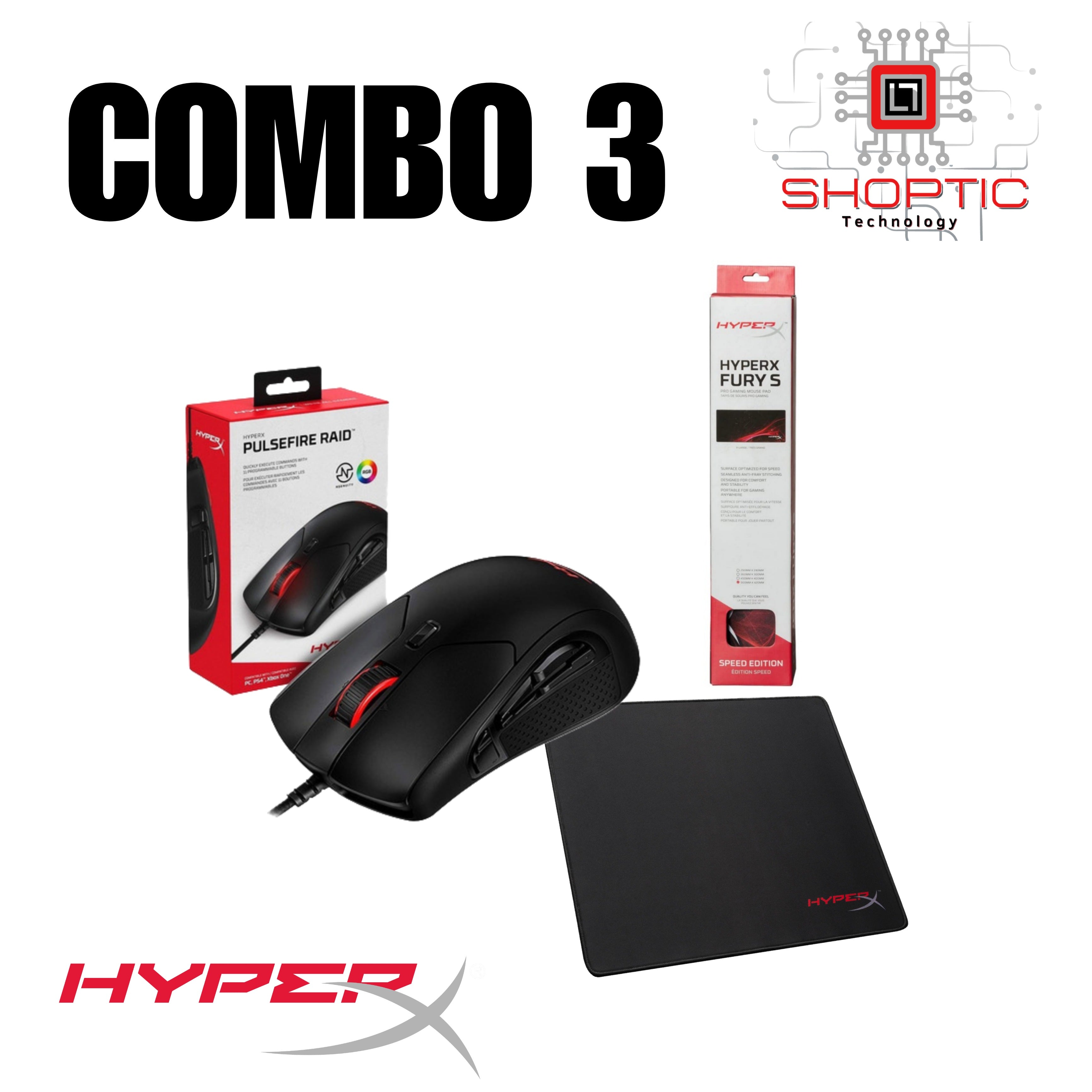 Combo Gaming 3: Hyperx Pulsefire Raid + Mouse Pad HyperX Fury S (L)