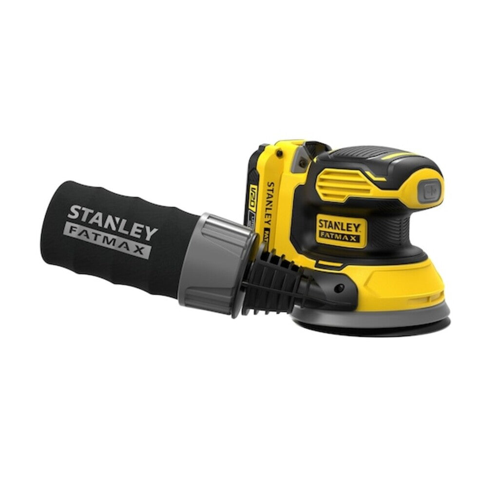 Combo Lijadora roto orbital inalámbrica Stanley 20V + batería 2Ah+ cargador 2A + bolsa