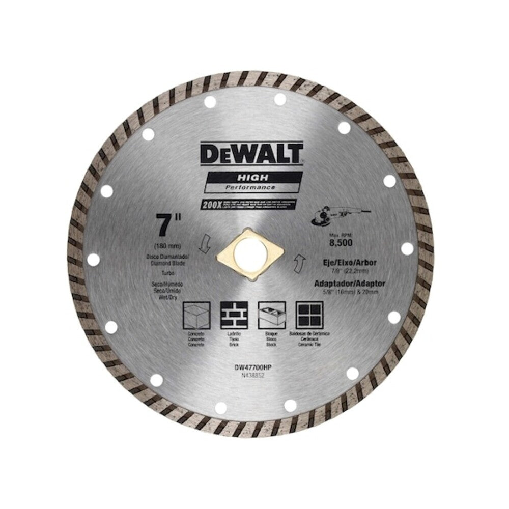 Disco Diamantado Turbo Dewalt de 7" 180mm