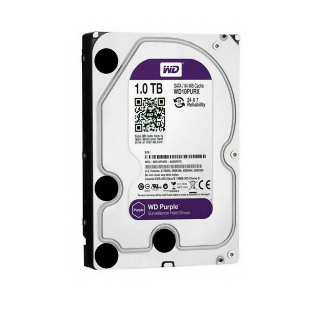 Disco Duro Western Digital Purpura 1TB para Videovigilancia CCTV Codigo WD10EVRX