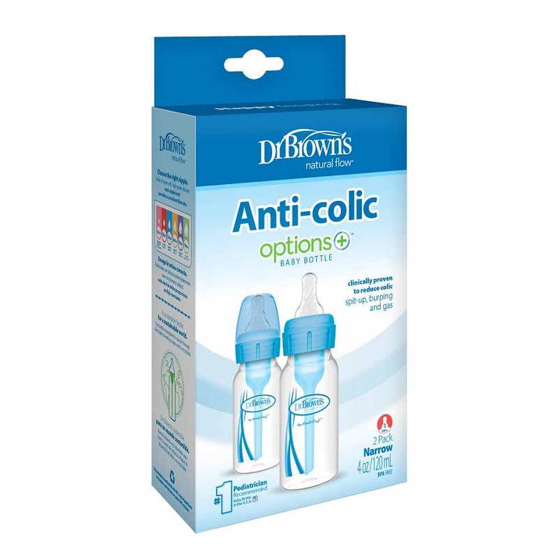 Dr. Brown's - Biberón Estándar 4 oz / 120 ml Azul Pack x2 SB42405-ESX