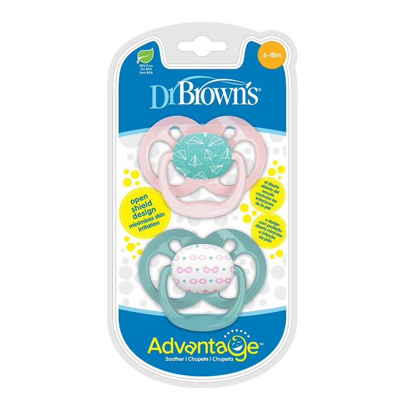 Dr. Brown's Chupete de Distracción Etapa 2 (6-12 meses) Rosa Pack de 2 Modelo PA22001-INTLX