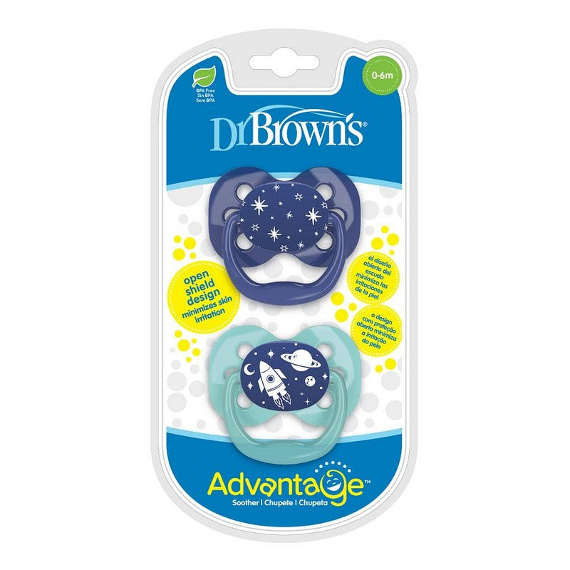 Dr. Brown's Chupete de Distracción Etapa 1 (0-6 meses) Azul  Pack de 2  Modelo PA12002-INTL