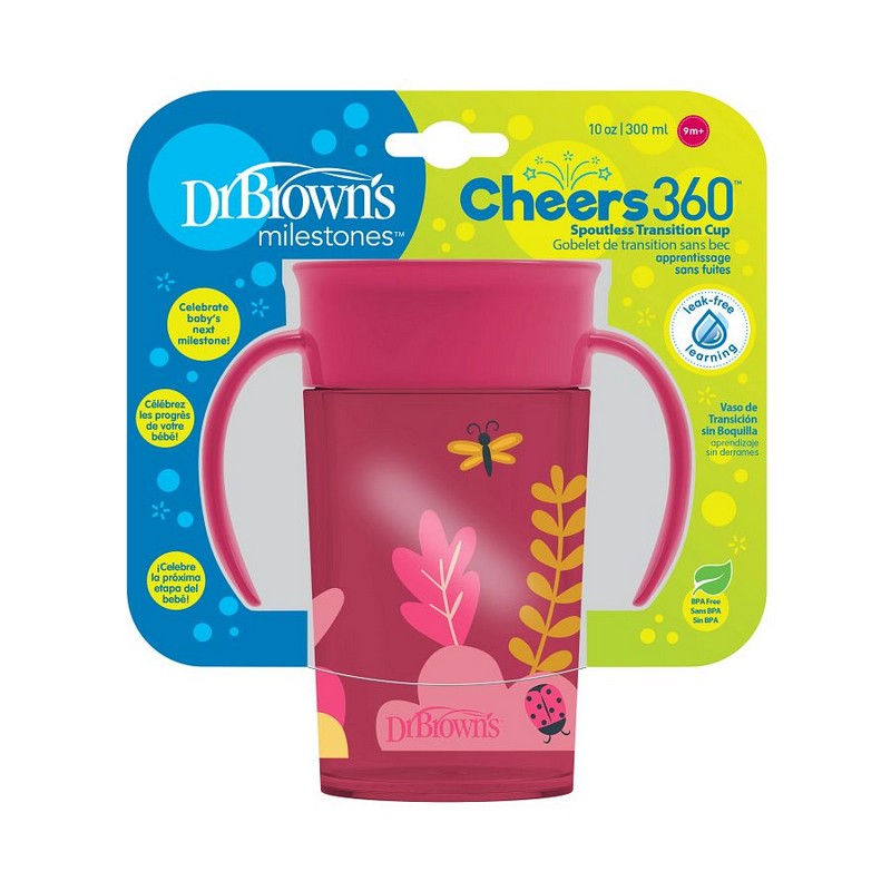 Vaso Dr. Brown's 360º - 300 ml con Asa Rosa TC11001