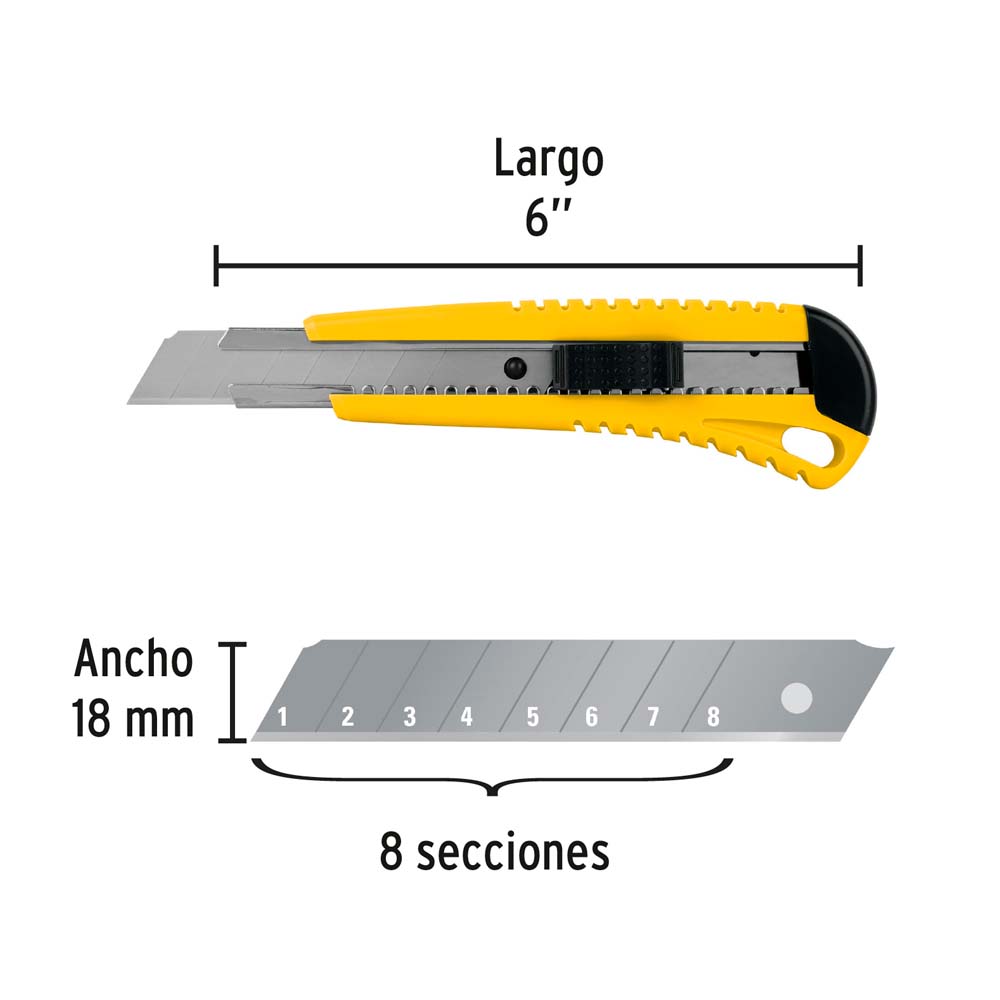 Estilete Pretul 18 mm Plástico con Alma Metálica