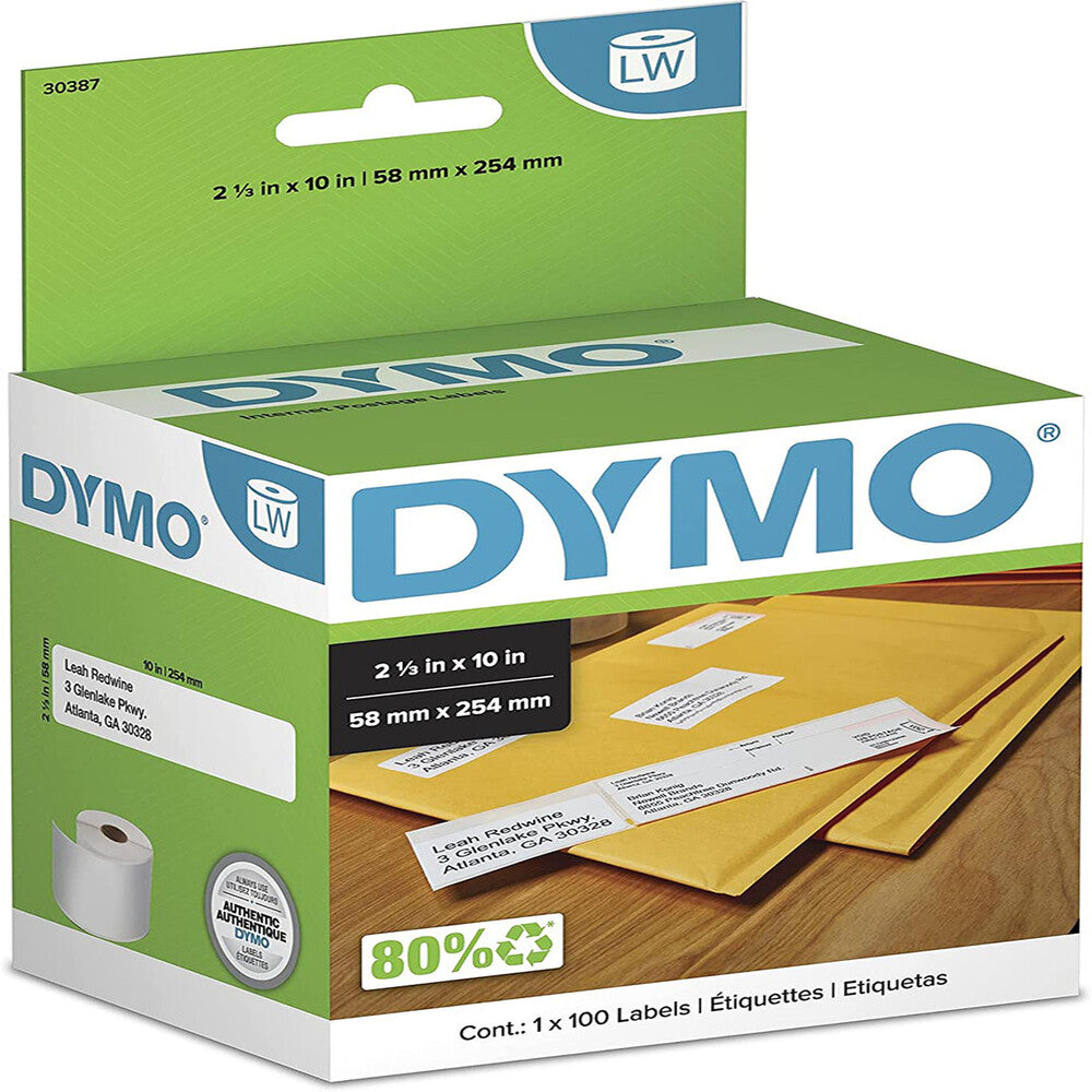 Etiqueta Dymo Labelwriter 100 Piezas de 58mm X 254mm Codigo 30387