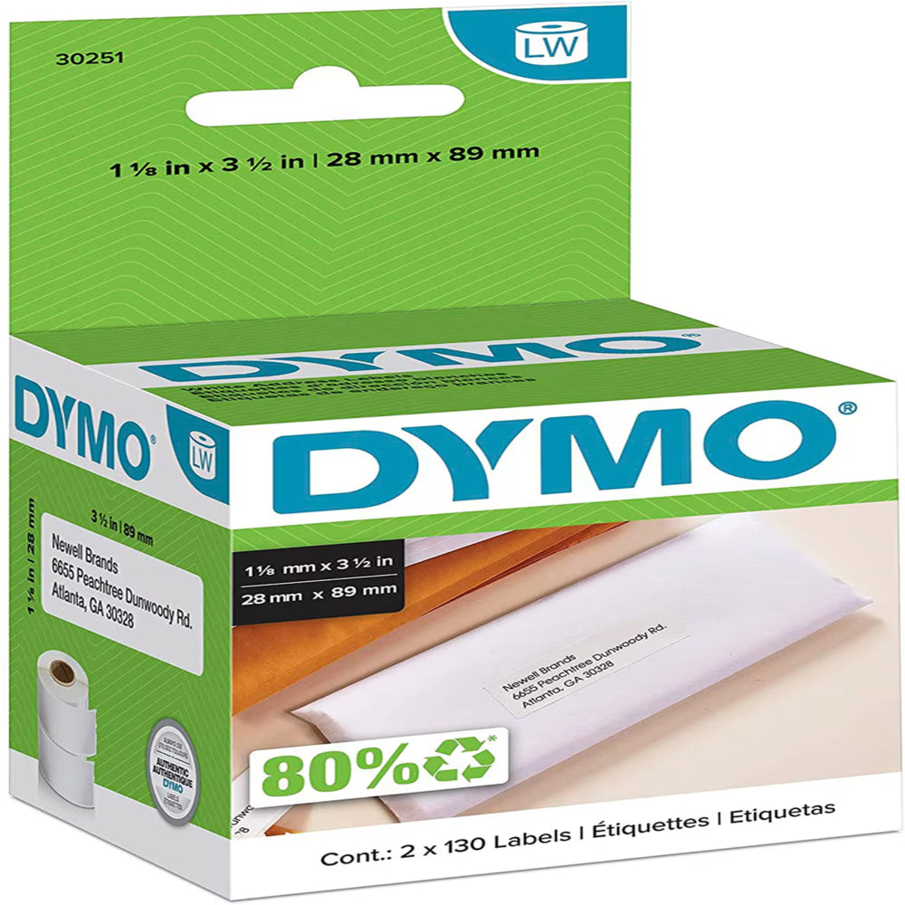 Etiqueta Dymo Labelwriter 260 Piezas de 28mm x 89mm Codigo 30251