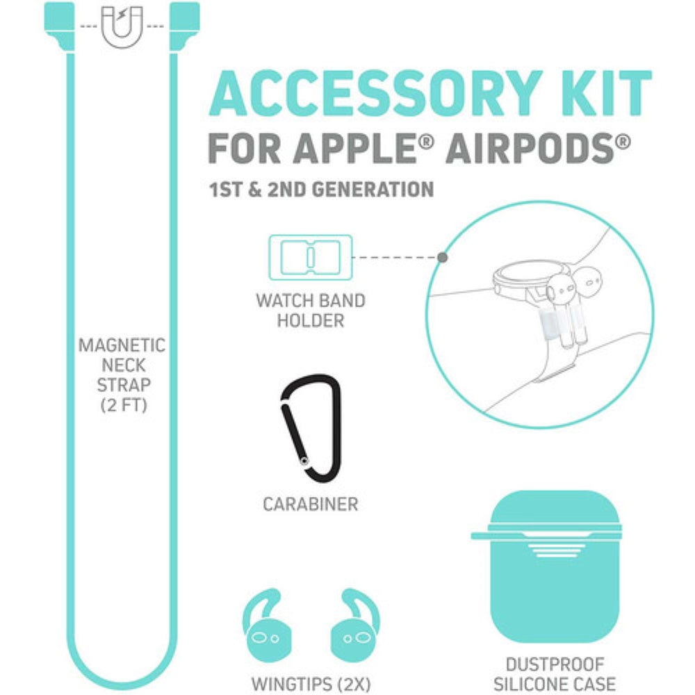 Funda Charge Worx para Airpods 1ra y 2da Generacion Kit de 6 piezas color Menta Codigo CX9030MNT