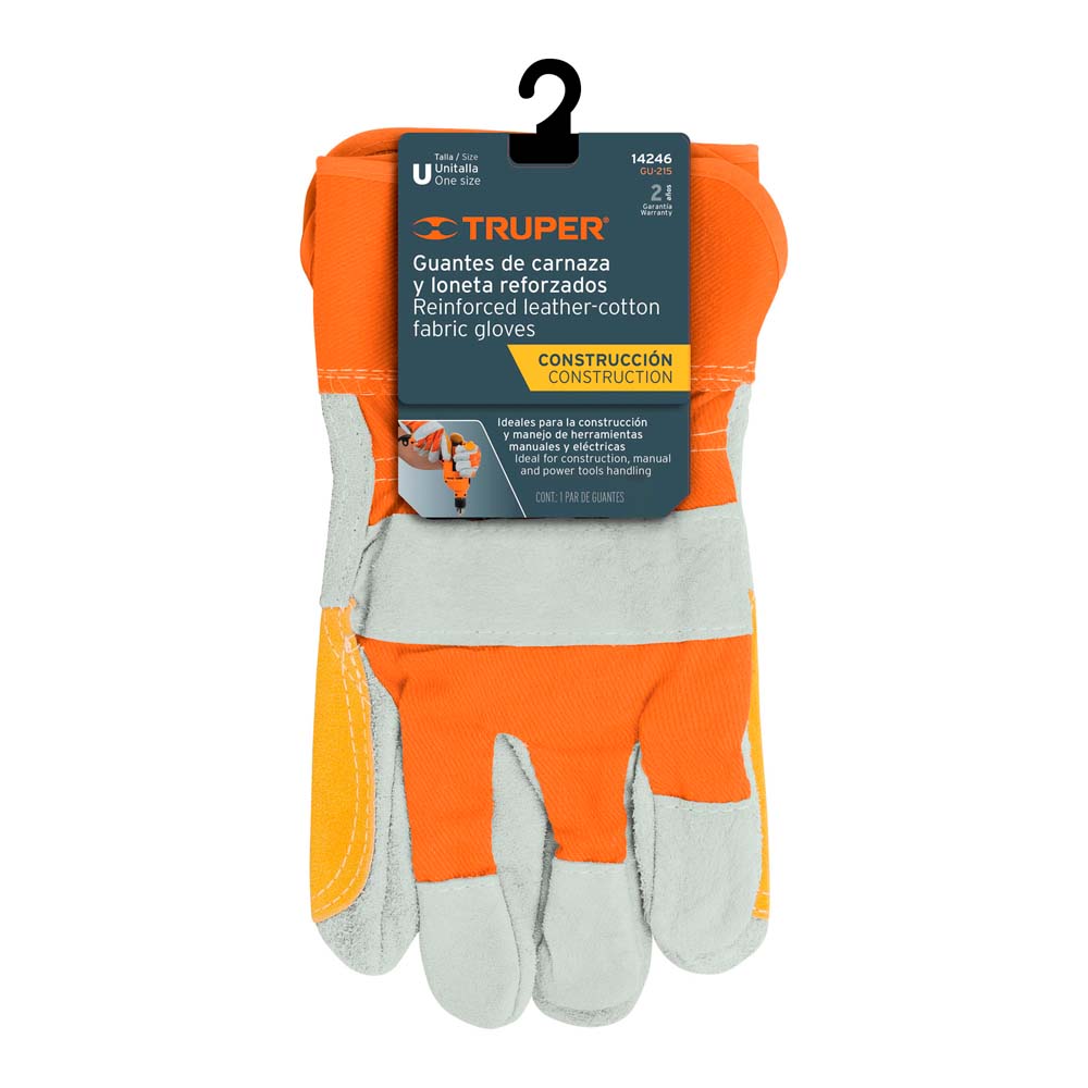 Guantes Truper de Carnaza y Loneta Unitalla