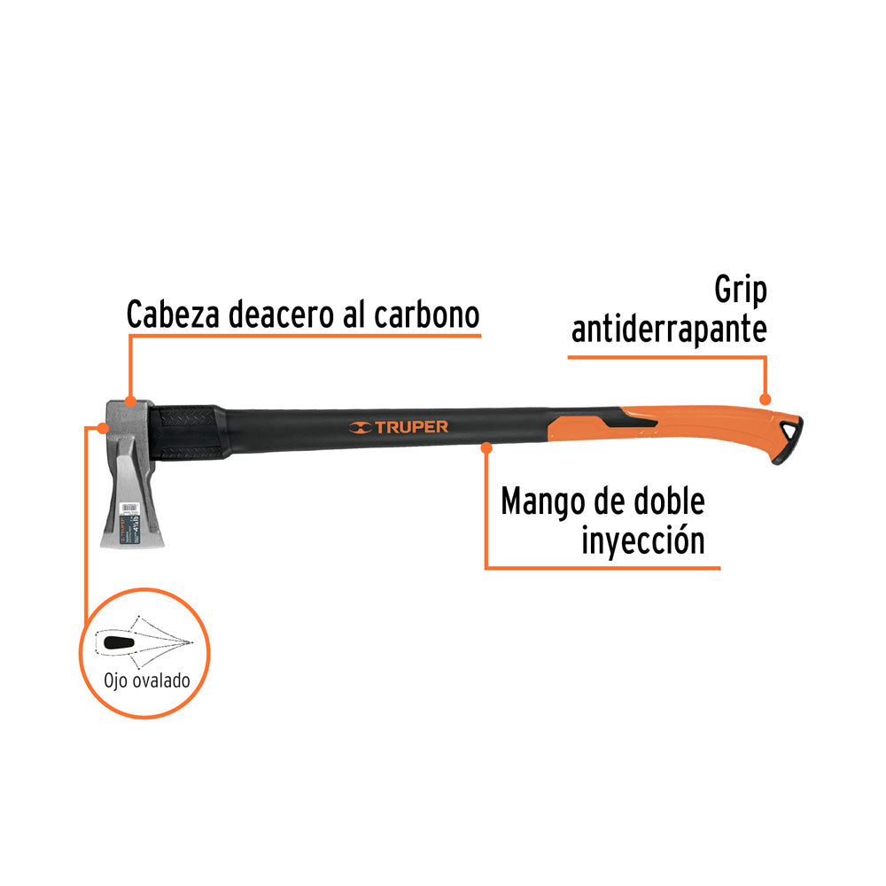 Hacha Truper para Rajar Madera 4.5 lb Mango Fibra de Vidrio 34"