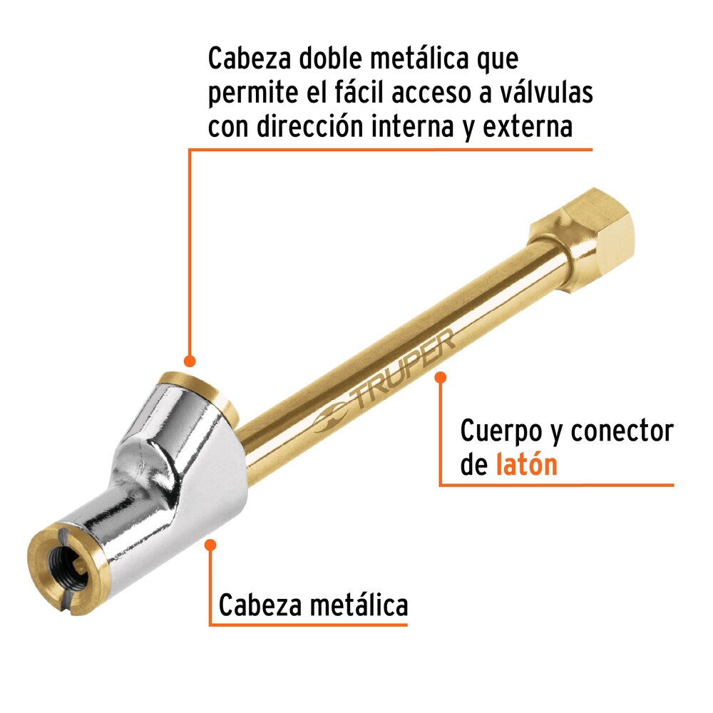 Inflador de cabeza doble Truper 1/4 NPT