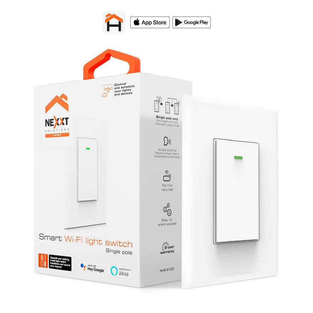 Interruptor Inteligente Nexxt para 1 Circuito conectividad Wi-Fi Google Home y Alexa NHE-S100