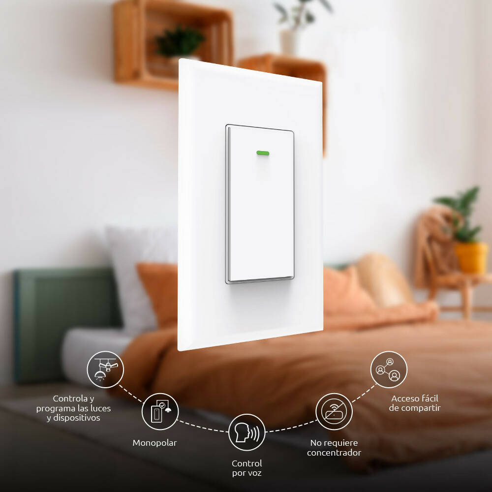 Interruptor Inteligente Nexxt para 1 Circuito conectividad Wi-Fi Google Home y Alexa NHE-S100