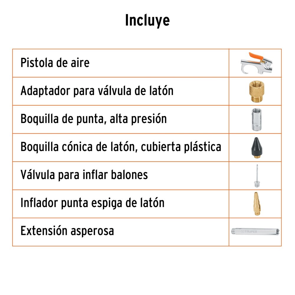 Juego de Pistola Sopleteadora Truper con 2 Boquillas y 4 Accesorios