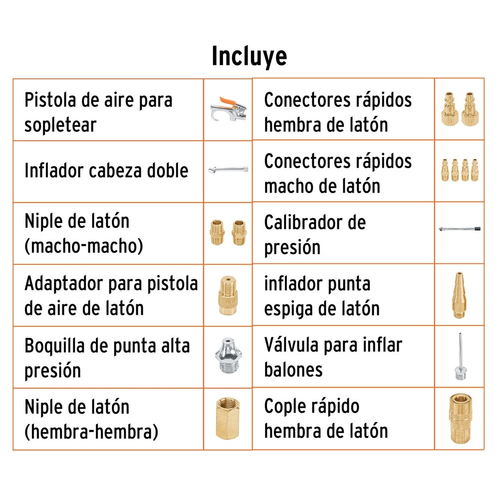 Juego para Compresor de Aire Truper de 17 piezas