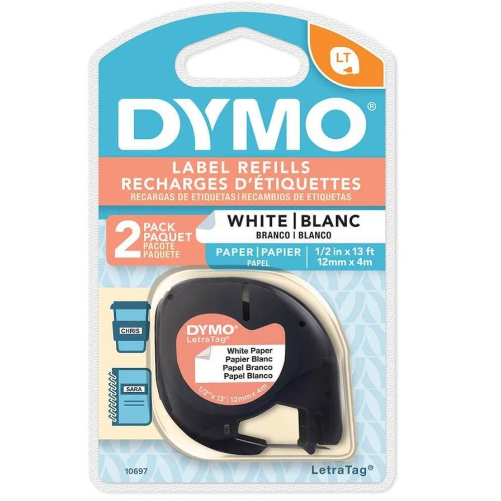 Cinta Dymo Letratag Kit 2 Piezas Papel Blanco 12mm x 4m Codigo 10697