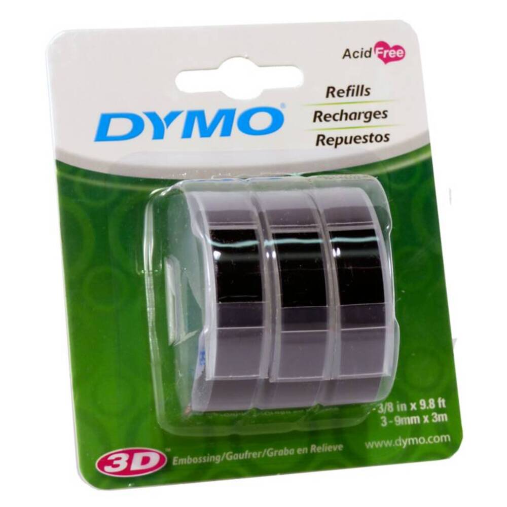 Cinta Dymo Express Kit 3 Piezas Plastico Negro 9mm x 3m 1741670