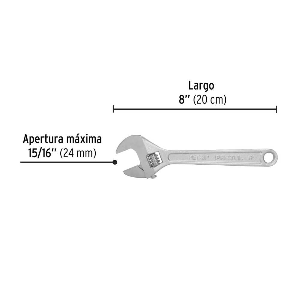 Llave Crescent Pretul Cromada de 8