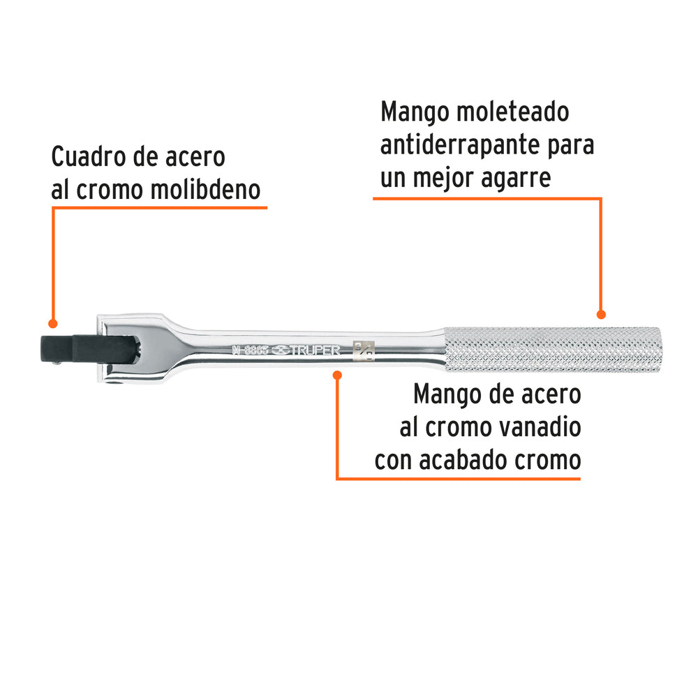 Mango articulado Truper, de 7-1/2" x 13 mm para dados cuadro 3/8"