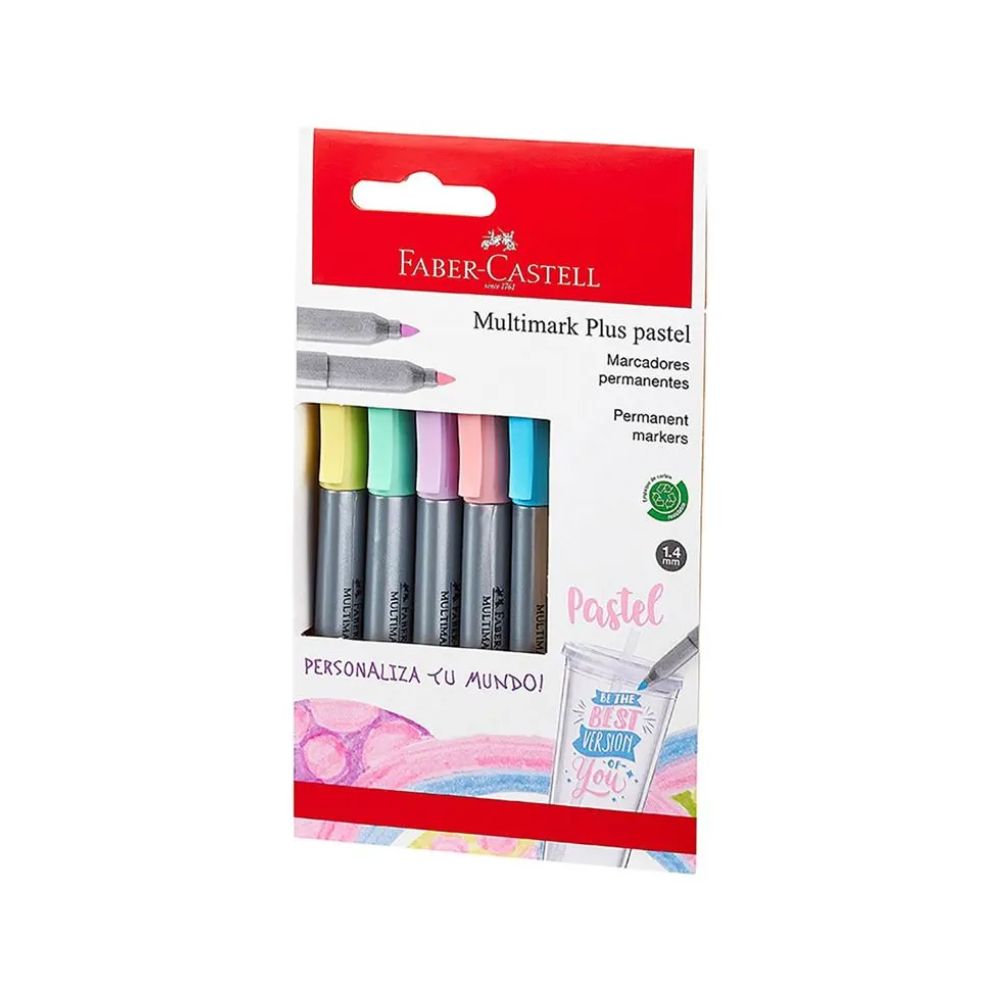 Marcadores Faber Castell Multimark Pastel Pack de 5