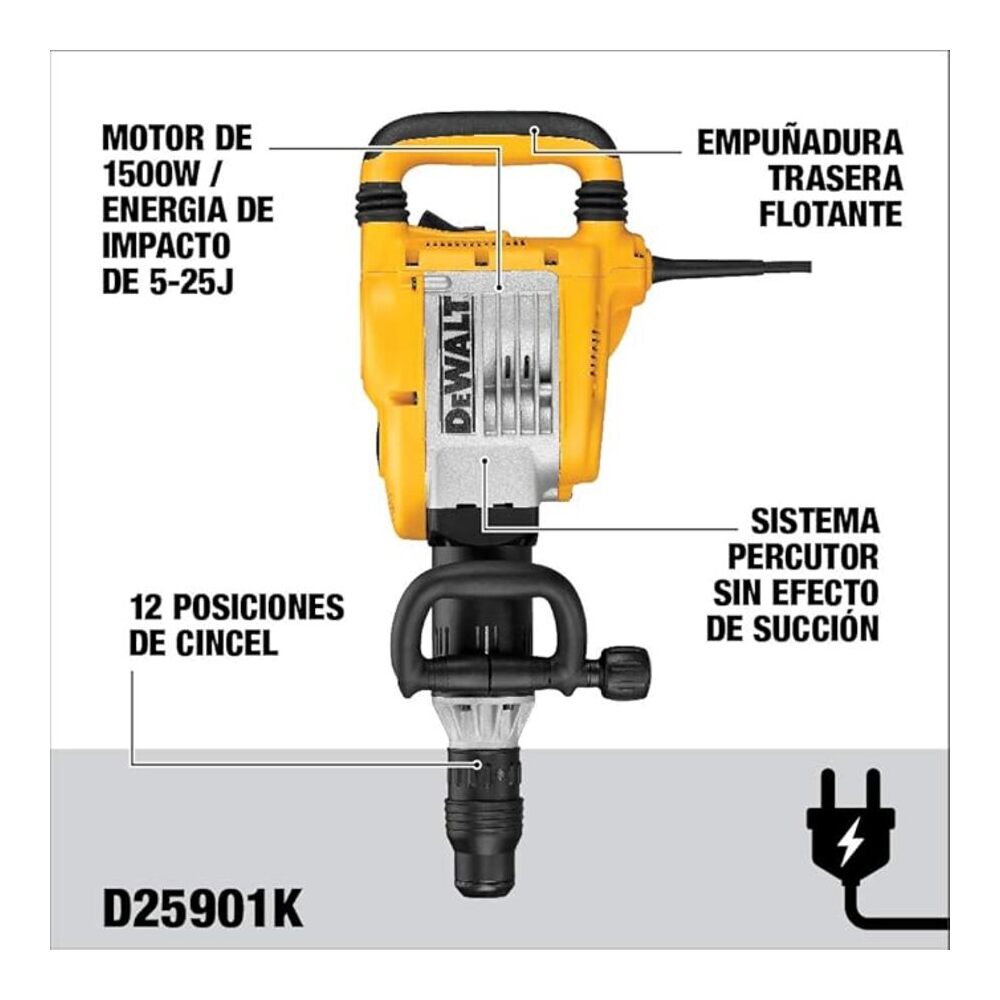 Martillo Demoledor SDS Max Dewalt 19J 1500W