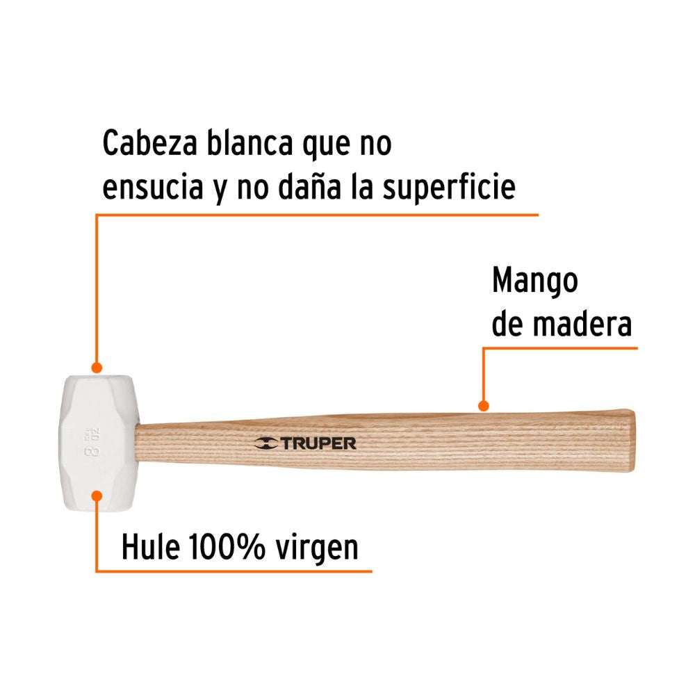 Mazo Truper de Hule Cabeza Blanca 8 oz