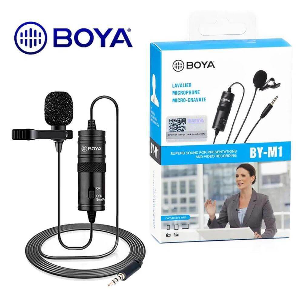 Microfono de Solapa Boya Omnidireccional Cable de 6m Espuma para Viento Codigo BY-M1